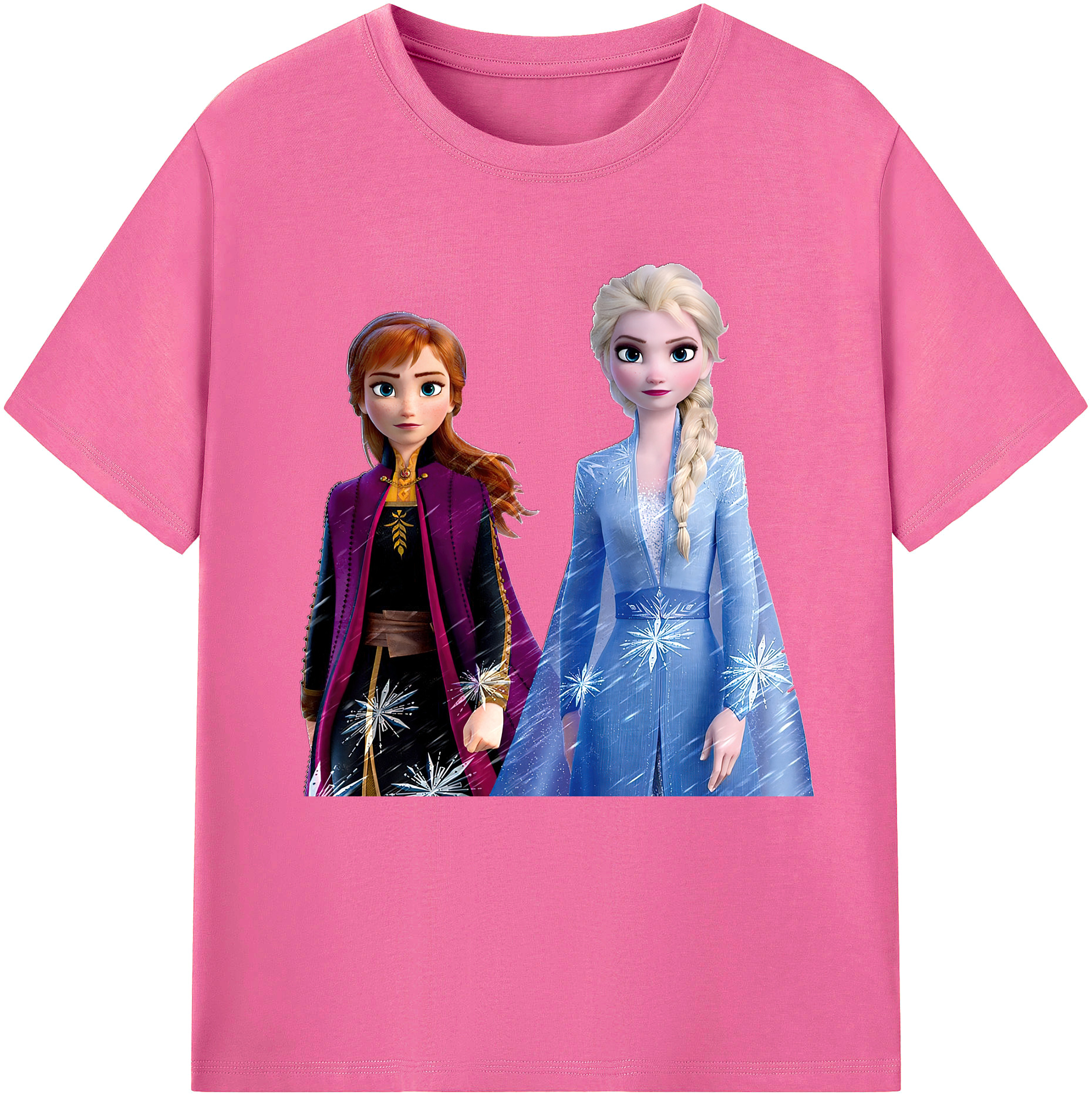 （画像用） アナと雪の女王 アンナ エルサ Frozen Anna Elsa レディースカジュアルプリントTシャツ（綿100％）